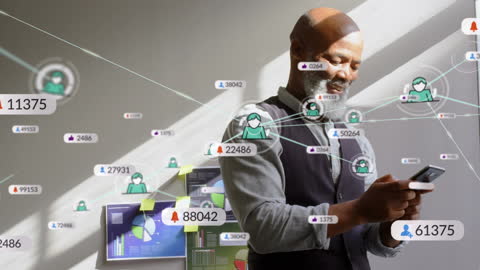 Man Engaging with Digital Network on Smartphone