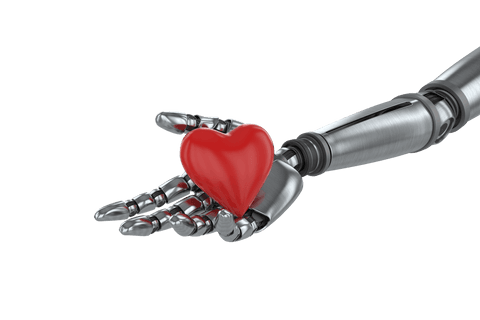 Transparent Cyborg Hand Holding Red Heart Symbol - Download Free Stock Videos Pikwizard.com