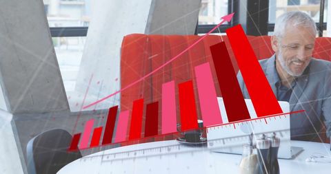 Businessman Analyzing Financial Data Growth with Digital Chart Interface