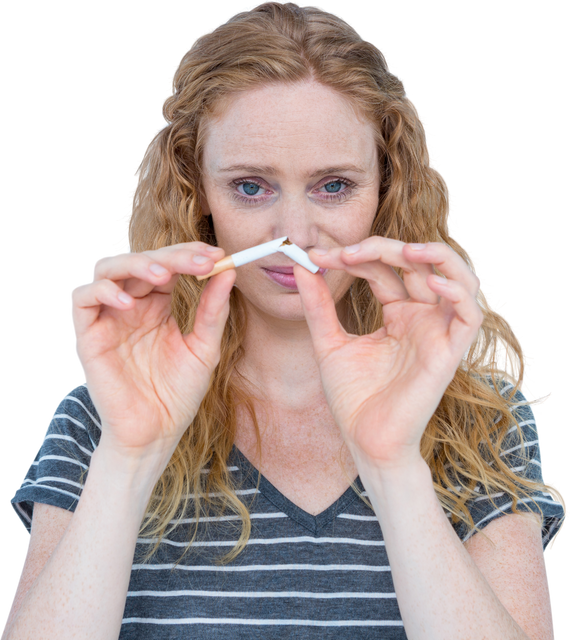 Transparent Background: Woman Breaking Cigarette Stopping Smoking - Download Free Stock Videos Pikwizard.com