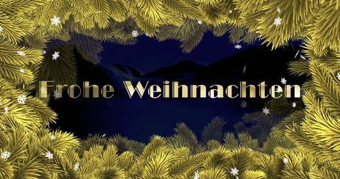 Festive Christmas Greeting with Gold Pine Branches