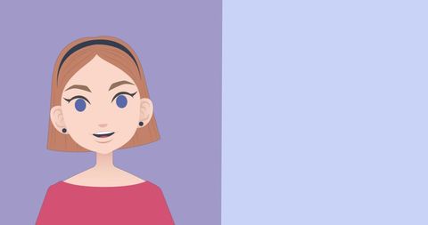 Animated Businesswoman Mascot on Split Background