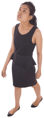 Transparent Photo of Businesswoman Looking Up While Walking Forward