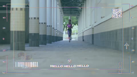 Jogger Moving with Digital Overlay Text Animation