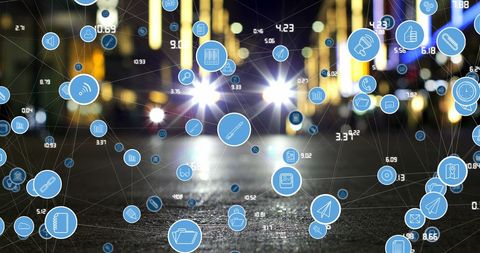 Digital Network and Data Processing in Urban Cityscape - Download Free Stock Images Pikwizard.com