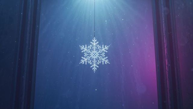 Glowing Snowflake Ornament on Outlined Surface Enhancing Festive Elegance