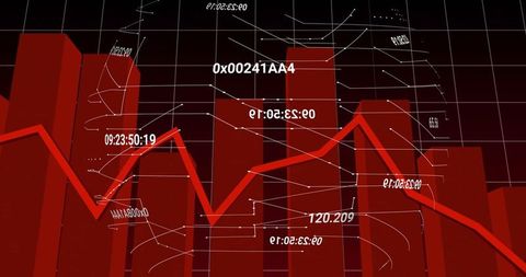 Futuristic 3d bar and line graph illustrating data analysis
