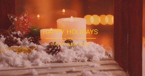 Festive Holiday Season with Candles and Snowy Decorations - Download Free Stock Images Pikwizard.com