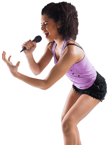 energetic female singer performing with microphone on transparent - Download Free Stock Videos Pikwizard.com