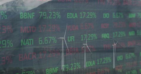 Stock Market Display Overlapping Renewable Energy Landscape