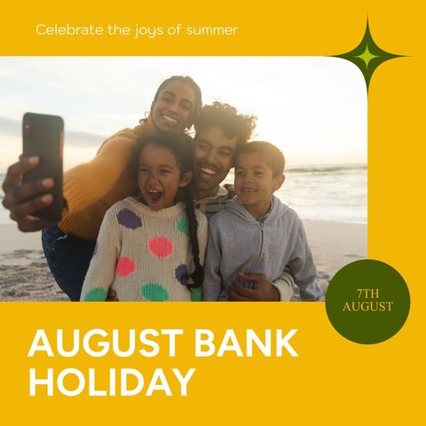 Family Celebrating August Bank Holiday with Beach Selfie