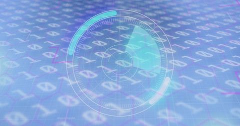 Futuristic Data Scanning Interface on Binary Code Background - Download Free Stock Images Pikwizard.com