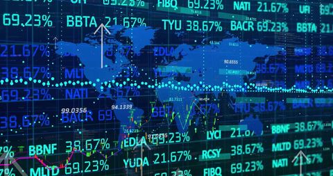 Global Financial Data Processing Overlay on World Map - Download Free Stock Images Pikwizard.com