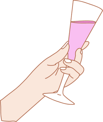 Elegant Hand Holding Pink Beverage Champagne Flute Transparent Design