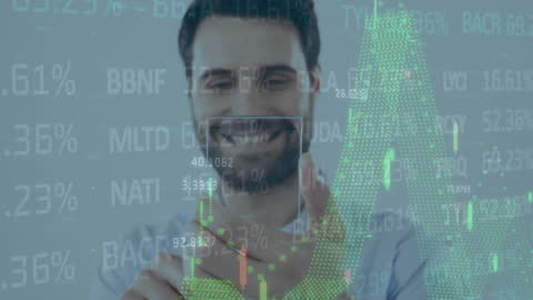 Smiling Professional Analyzing Financial Markets on Smartphone