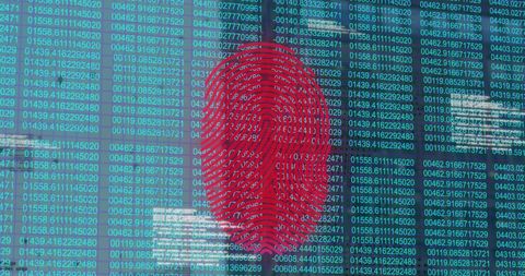 Red Fingerprint Overlaying Data Stream on Digital Interface - Download Free Stock Images Pikwizard.com