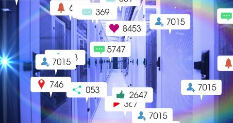 Social Media Engagement Numerics Overlapping Data Servers - Download Free Stock Images Pikwizard.com