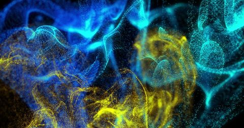 Dynamic Glowing Particle Waves in Abstract Space - Download Free Stock Images Pikwizard.com