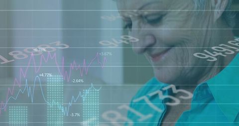 Senior Woman Analyzing Digital Finance Data