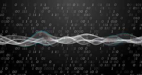 Binary Code with Digital Wave Pattern on Dark Background - Download Free Stock Images Pikwizard.com