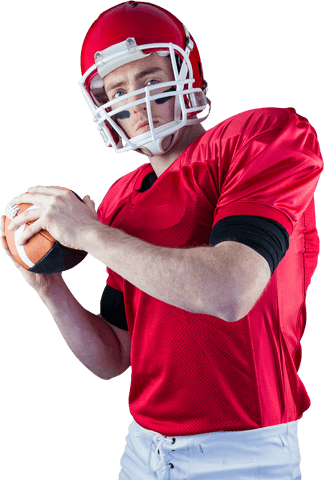 Transparent american football player preparing to throw