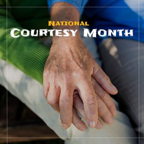 elderly couple holding hands celebrating national courtesy month - Download Free Stock Templates Pikwizard.com