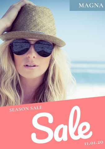 summer beachwear sale promotion with trendy woman in fashion hat - Download Free Stock Templates Pikwizard.com