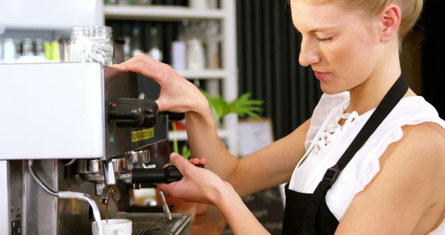 Female Barista Preparing Coffee in Modern Cafe - Download Free Stock Images Pikwizard.com