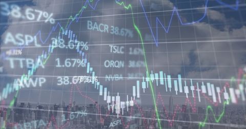 financial data overlay with cityscape background - Download Free Stock Images Pikwizard.com