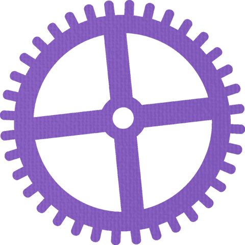 Purple gear illustration on transparent background for digital art projects