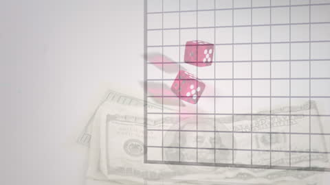 Dice Rolling on Grid with Banknotes