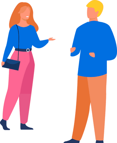 Transparent flat design characters communicating on clear background