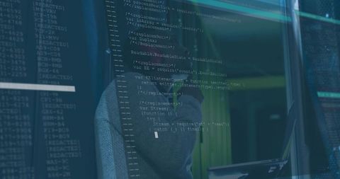 Engineer Investigating Code and Data in Modern Server Room Environment