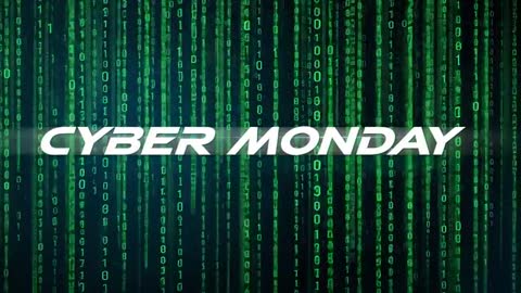 Pulsing Cyber Monday Neon Binary Rain Promo Loop for Ecommerce Sales Campaigns