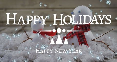 Festive Holiday Greeting with Snowmen and Decorations - Download Free Stock Images Pikwizard.com