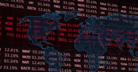 Global Financial Data Display with World Map Background - Download Free Stock Images Pikwizard.com