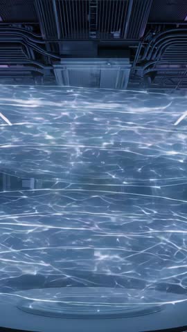 Futuristic Blue Energy Field Forming Above Lab Platform Vertical Tech Motion Loop