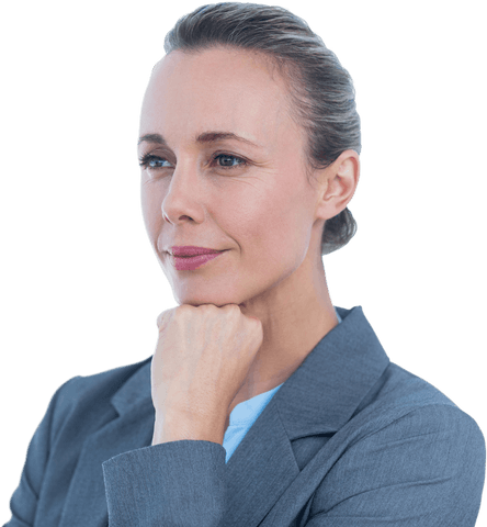 Pensive Businesswoman looking Away Transparent Background