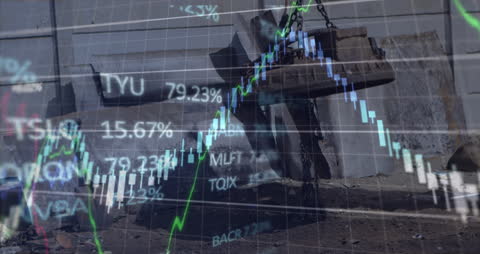 Financial Data Overlay on Cityscape Illustrating Global Business Trends