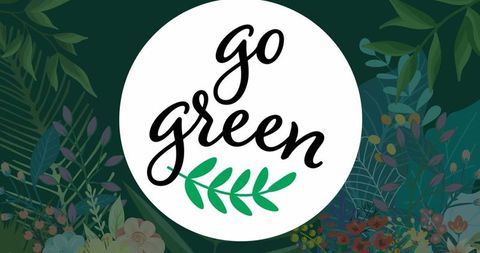 Go Green Slogan with Floral Jungle Background