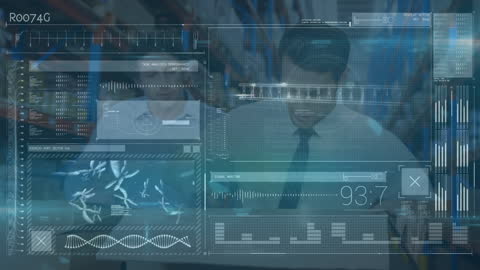 Digital Interface Animation with Warehouse Concept Overlay