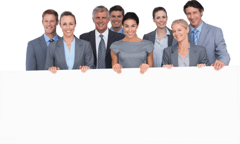 Diverse Business Team Holding Transparent Banner