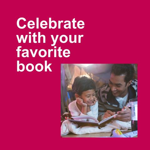 Father and son enjoying favorite book together