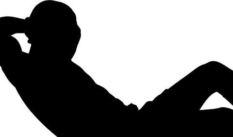 Transparent silhouette of man doing sit-ups fitness vector