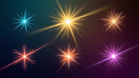 Pulsing Starburst Light Loop with Center Yellow Burst on Teal-Purple Gradient Background