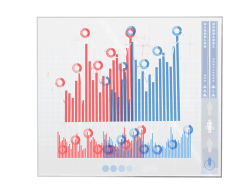 transparent digital data interface with red and blue bar charts - Download Free Stock Videos Pikwizard.com