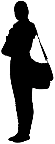 Silhouette of Woman with Bag on Transparent Background