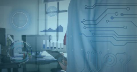 Business Professional Analyzing Data with Smartphone in Modern Office