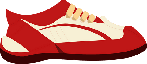 Red and cream sneaker icon with transparent background flat design