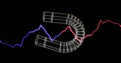 Digital magnet illustrating scientific concepts with light waves